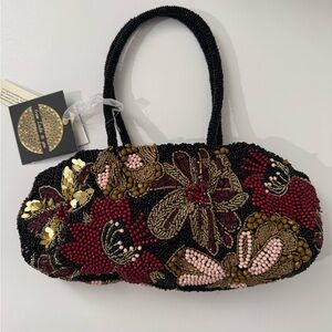 Viral Beaded bag Floral Clutch in Black and Red